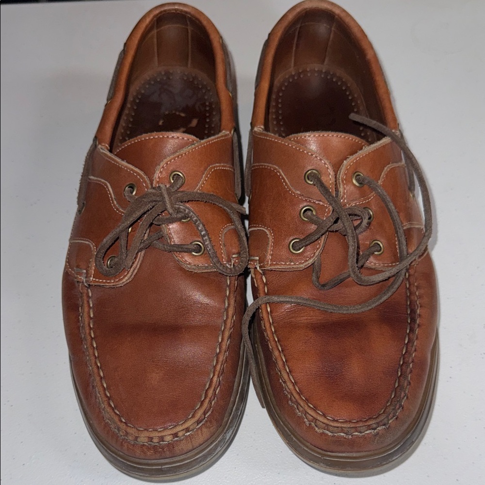 Allen Edmonds Eastport Tan Leather Boat Shoes Mens 12 D 43504 Loafers